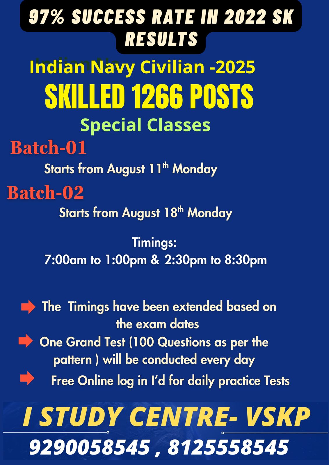 Indian Navy Tradesman Skilled 1266 Posts Last date September 9th