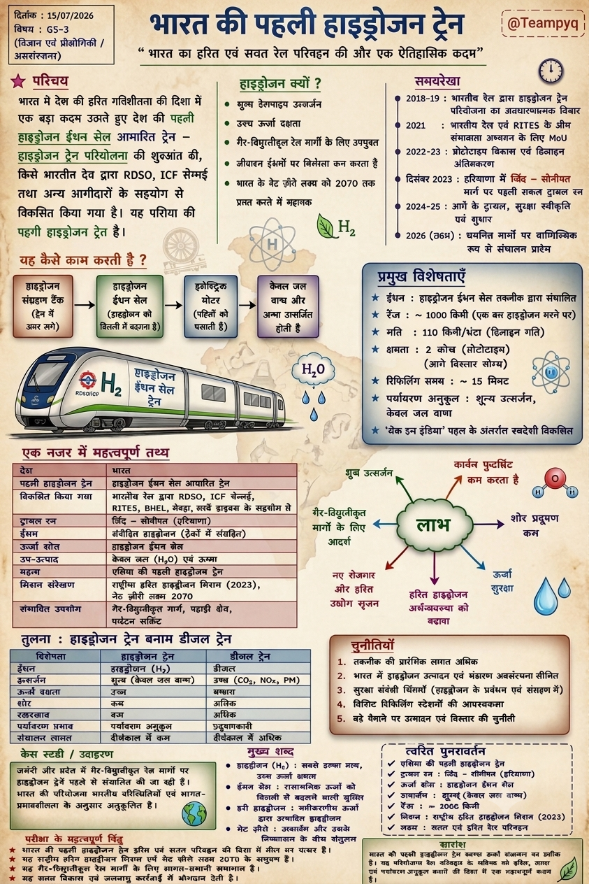 "भारत की पहली हाइड्रोजन ट्रेन"