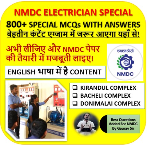 NMDC ELECTRICIAN 800+ SPECIAL MCQs IN ENGLISH	