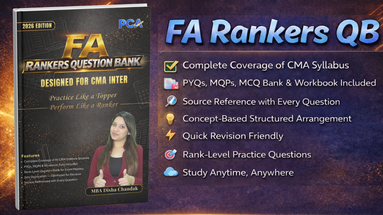 FA Rankers Question Bank - 2026 Edition | CMA Inter by MBA Disha Chandak