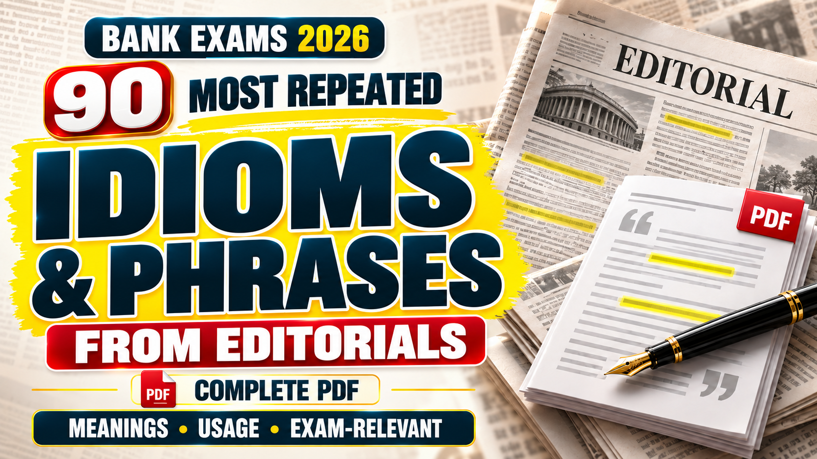 90 Most Repeated Idioms & Phrases from Editorials