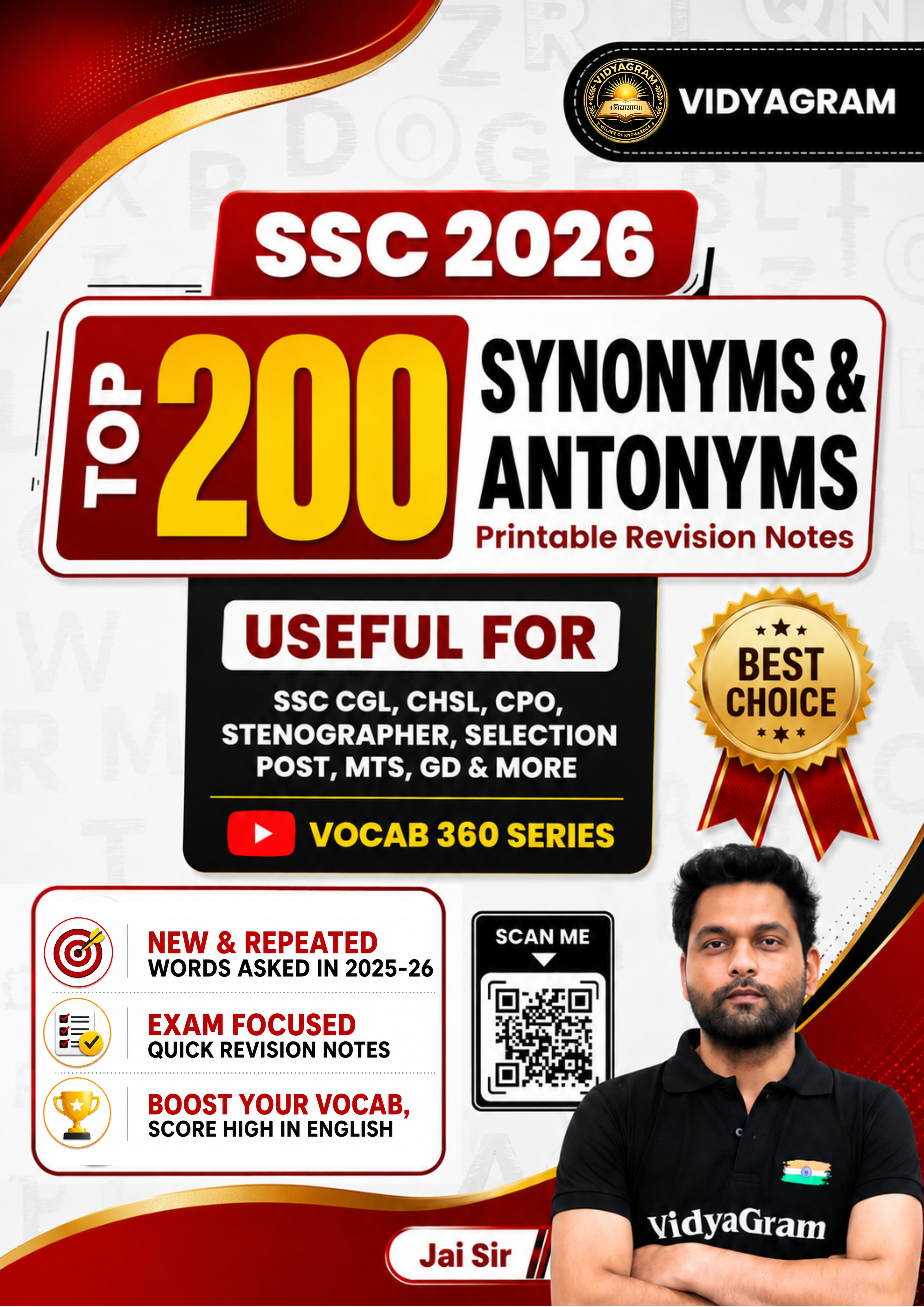 TOP 200 SYNONYMS & ANTONYMS_Printable Revision Notes