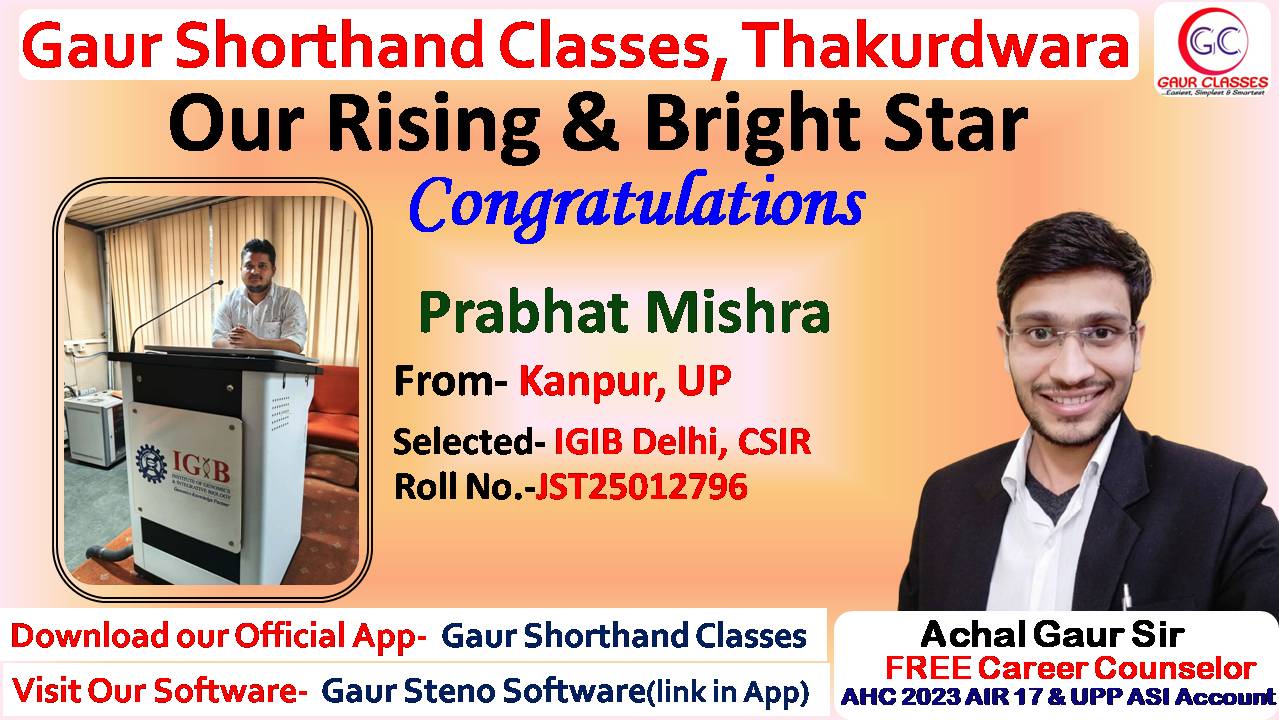 Prabhat Mishra  Selected in IGIB Delhi, CSIR