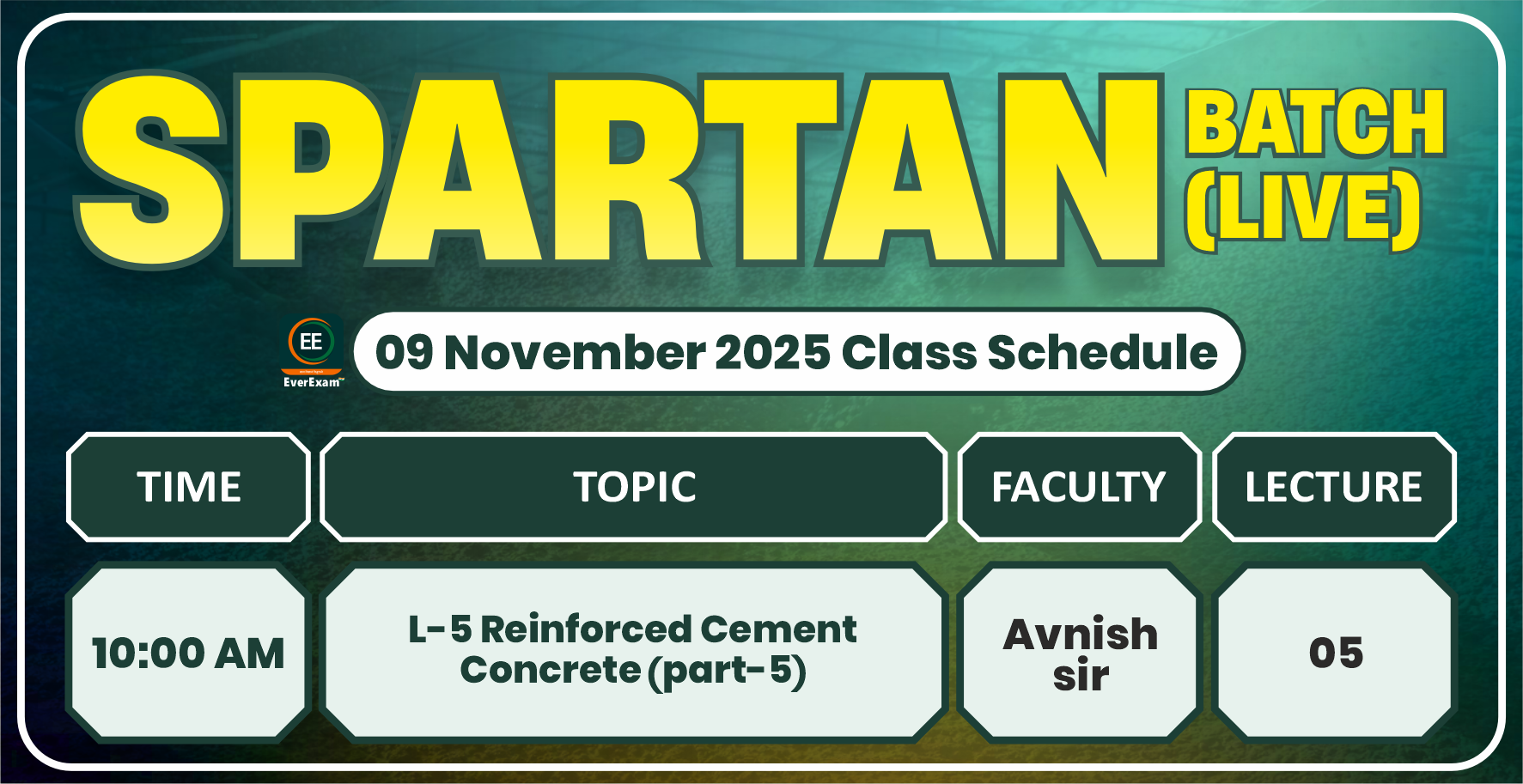 09 November 2025 Class Schedule Alerts Spartan Batch (Live)