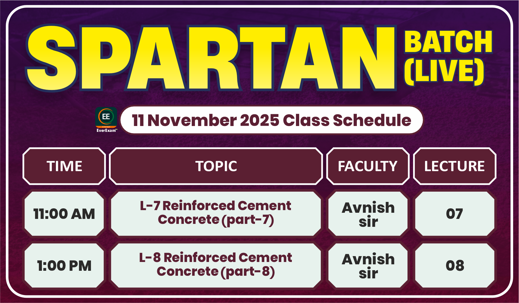 11 November 2025 Class Schedule Alerts Spartan Batch (Live)