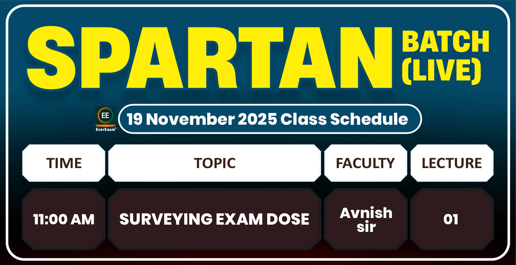 19 November 2025 Class Schedule Alerts Spartan Batch (Live)