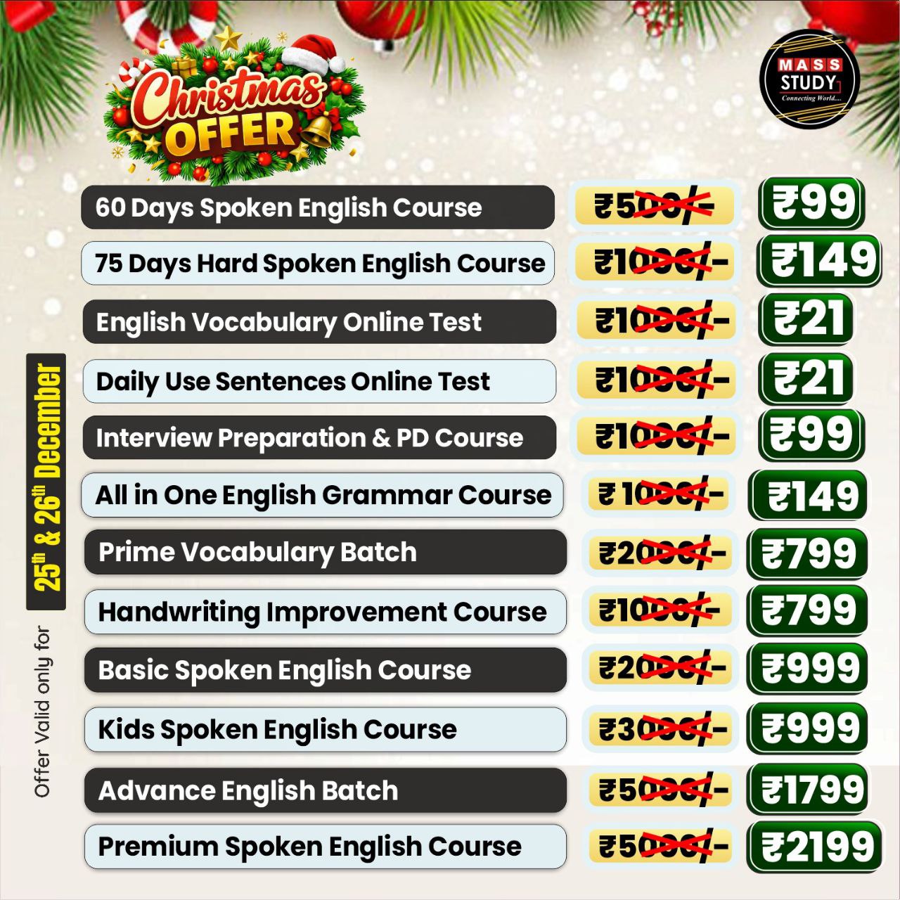 🎄 Christmas Special Offer by Mass Study 🎄