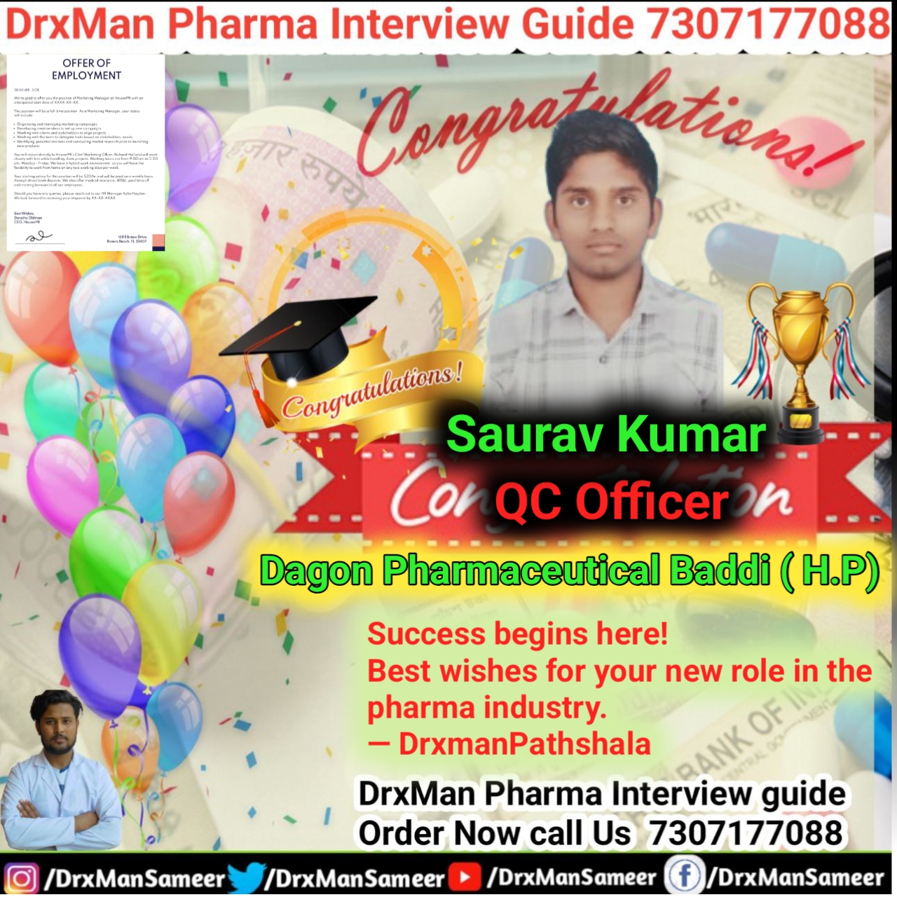 A Star is Born in Pharma!**  We proudly congratulate **\[Sourav Kumar]** for joining **\[Dagon Pharmaceutical Baddi]**