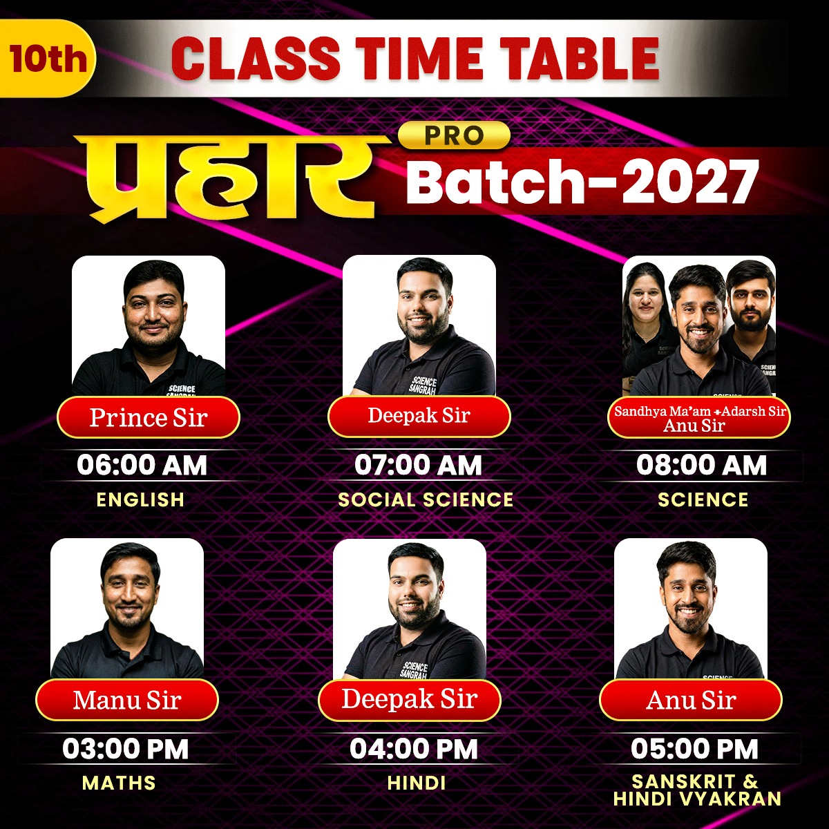 10th Prahar Pro Batch 2027 Classes Time Table
