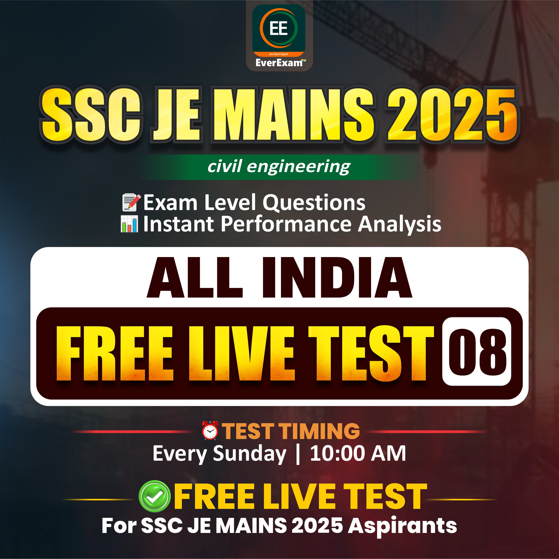 🚀 SSC JE MAINS 2025 – Civil Engineering 🇮🇳 All India Free Live Test-08  👉 Join Now: 🔗 https://bit.ly/3NOi5Tf