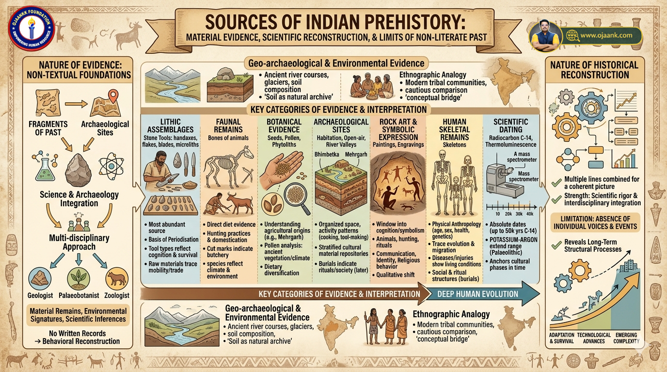 Sources of Indian Prehistory: Material Evidence, Scientific Reconstruction, and the Limits of Non-Literate Past