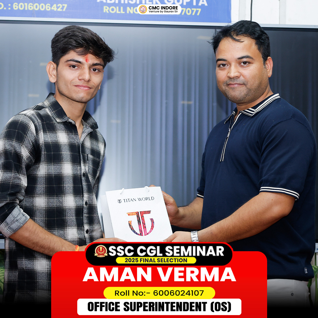 🎯 Aman Verma को SSC CGL 2025 में Final Selection पर हार्दिक बधाई! 🌟👏