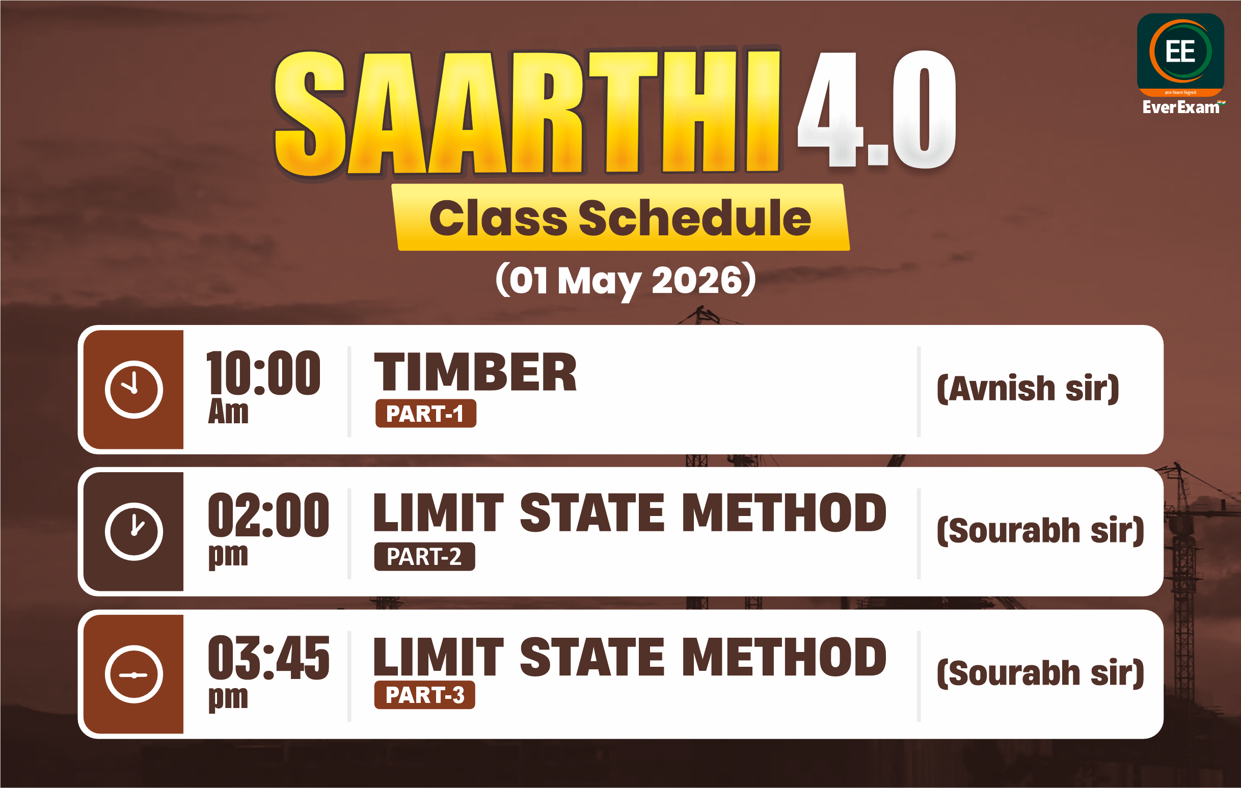 👉🏻 01 May 2026 🚨 Class Schedule Alert – SAARTHI 4.0 (Batch 2026)