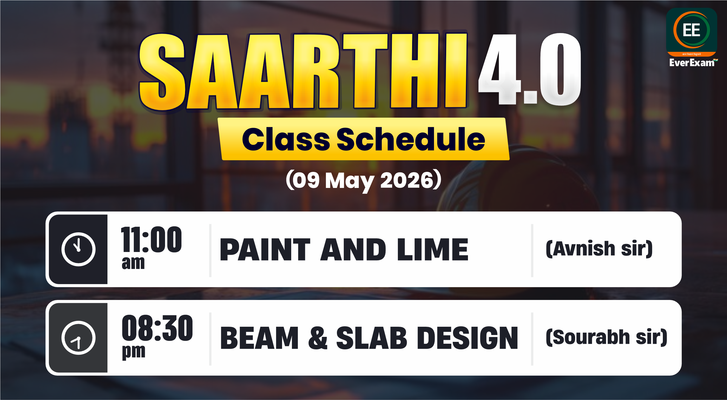 👉🏻 09 May 2026 🚨 Class Schedule Alert – SAARTHI 4.0 (Batch 2026)