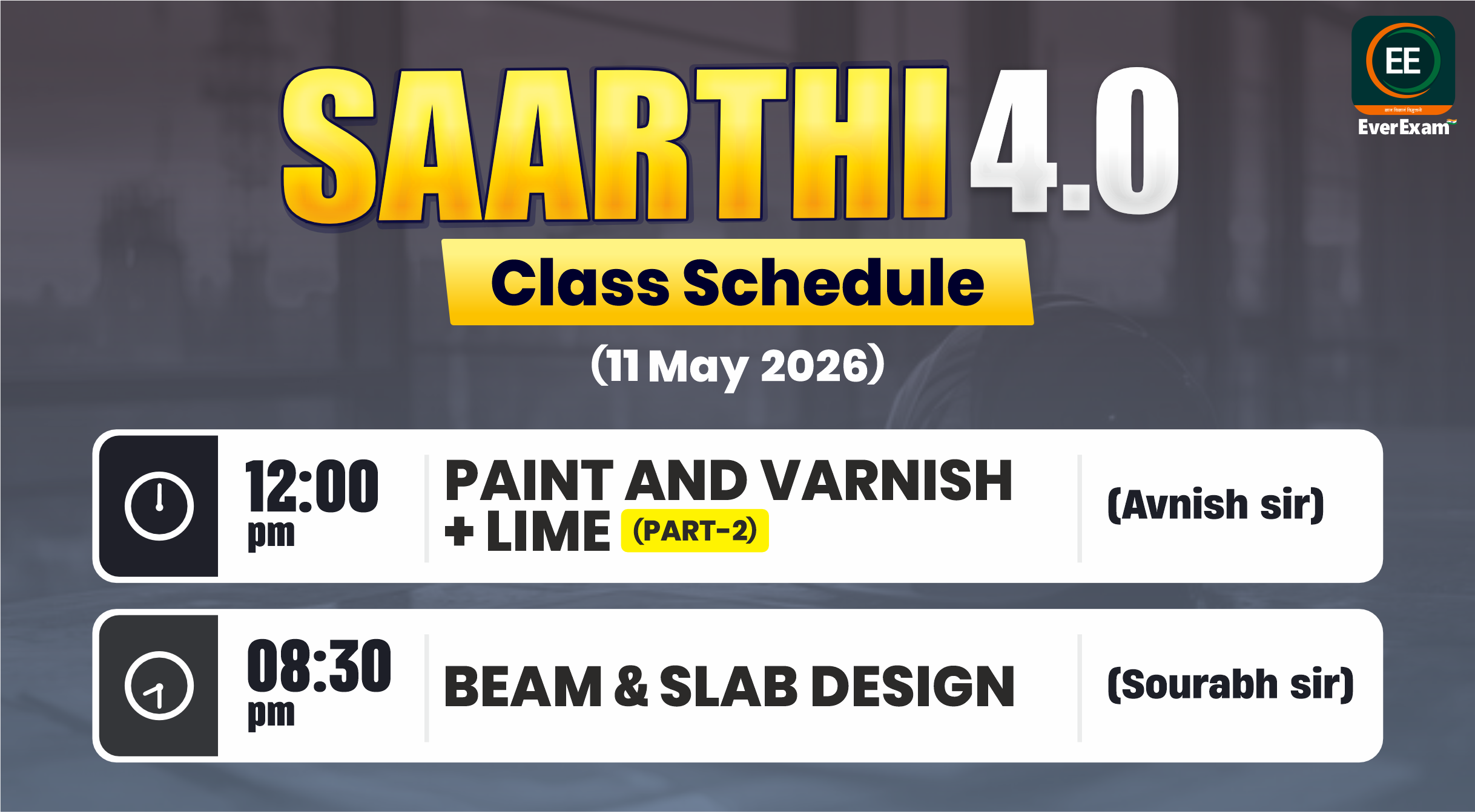 👉🏻 11 May 2026 🚨 Class Schedule Alert – SAARTHI 4.0 (Batch 2026)