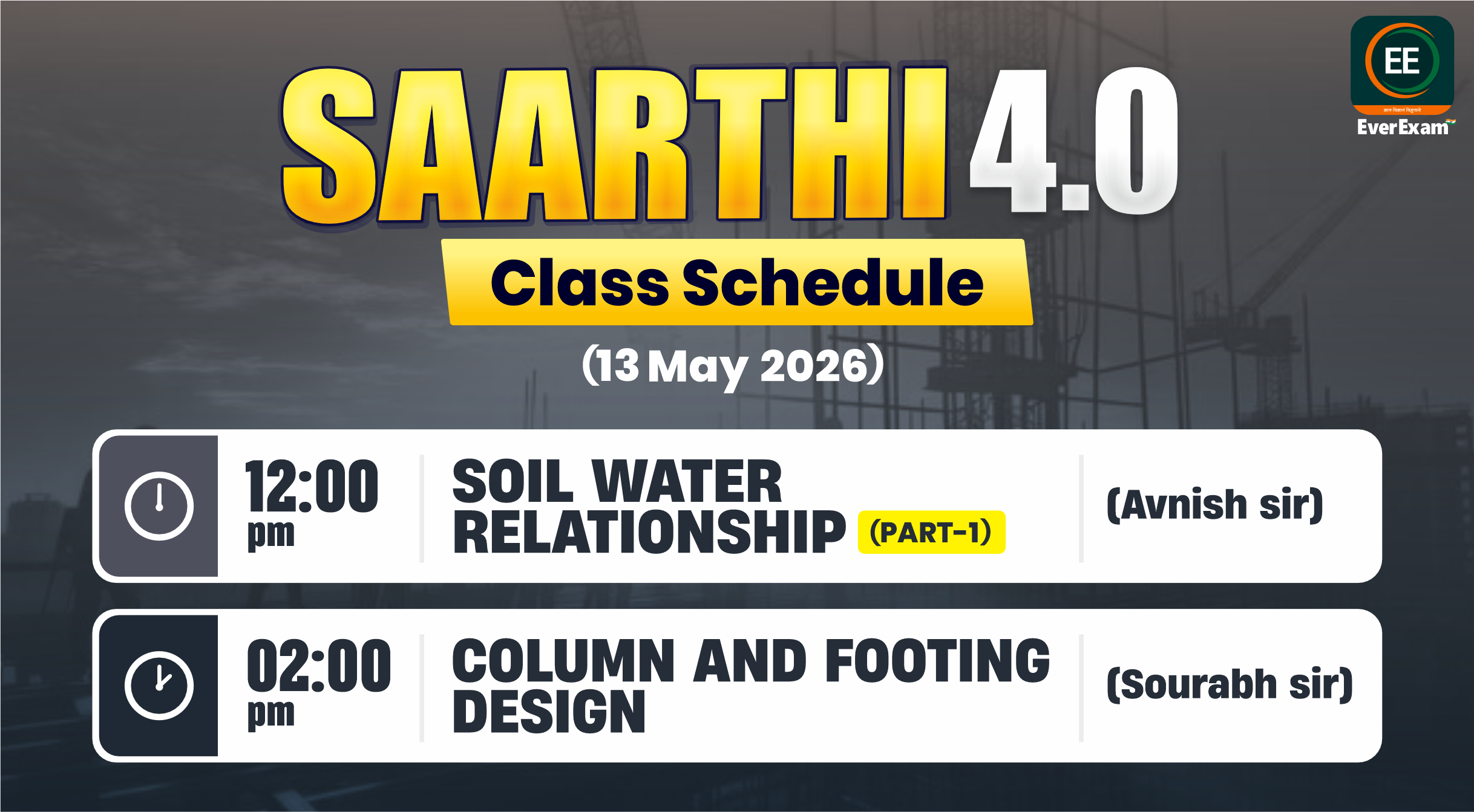 👉🏻 13 May 2026 🚨 Class Schedule Alert – SAARTHI 4.0 (Batch 2026)