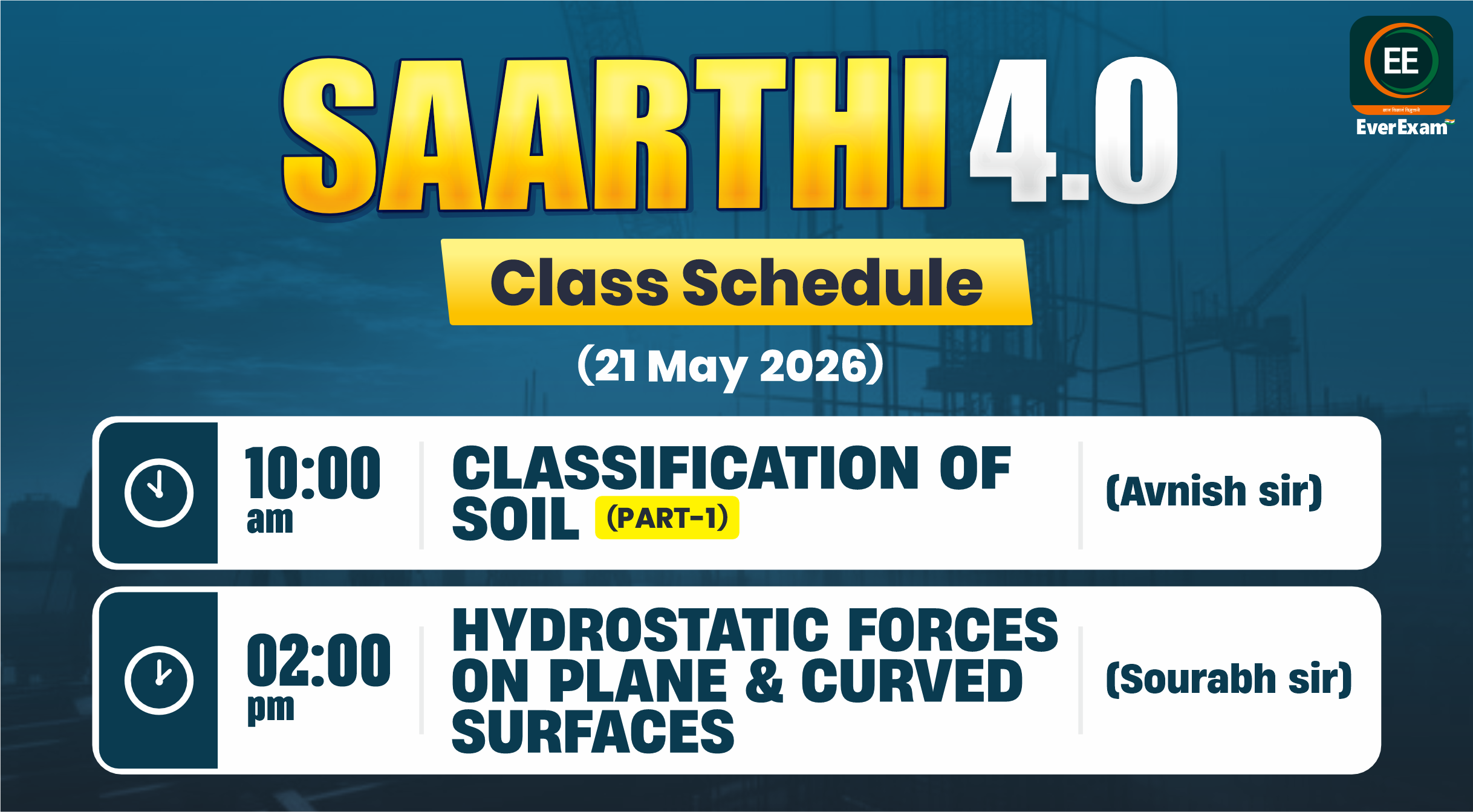 👉🏻 21 May 2026 🚨 Class Schedule Alert – SAARTHI 4.0 (Batch 2026)