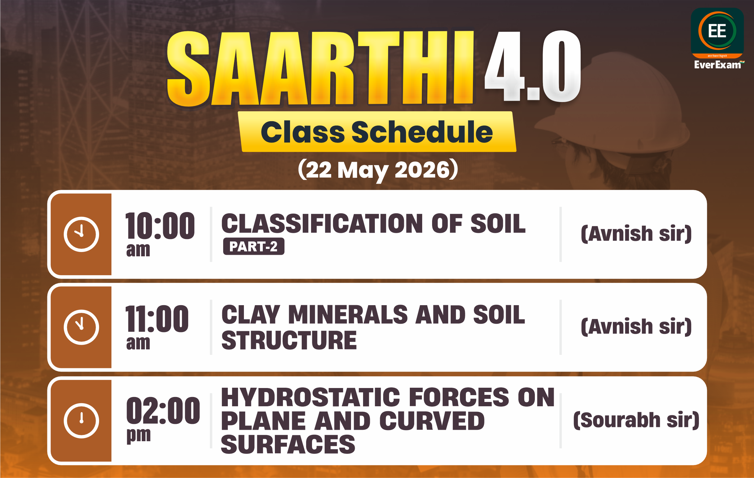 👉🏻 22 May 2026 🚨 Class Schedule Alert – SAARTHI 4.0 (Batch 2026)