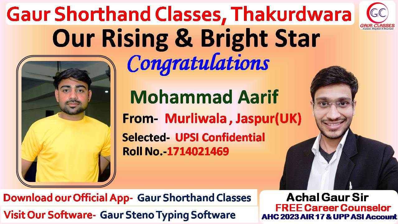 Mohammad Aarif Selected, UPSI Confidential