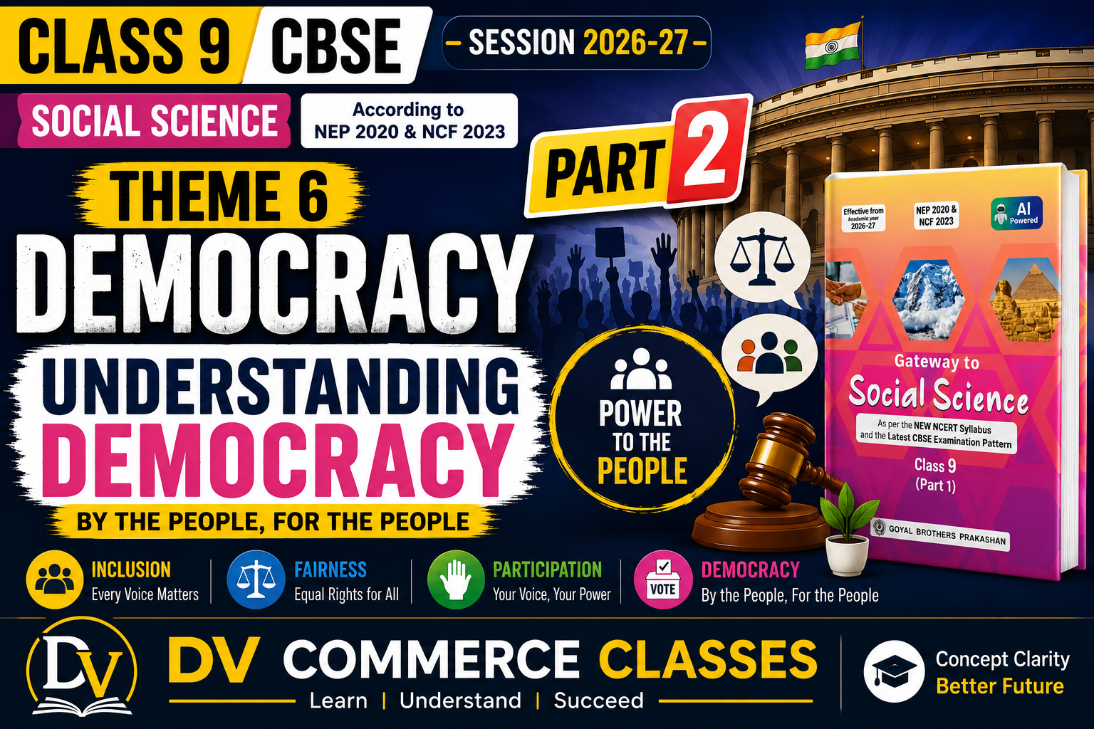 #2. Class 9 Civics theme 6 Democracy | Understanding Democracy | CBSE 2026-27 | Dv Commerce Classes|