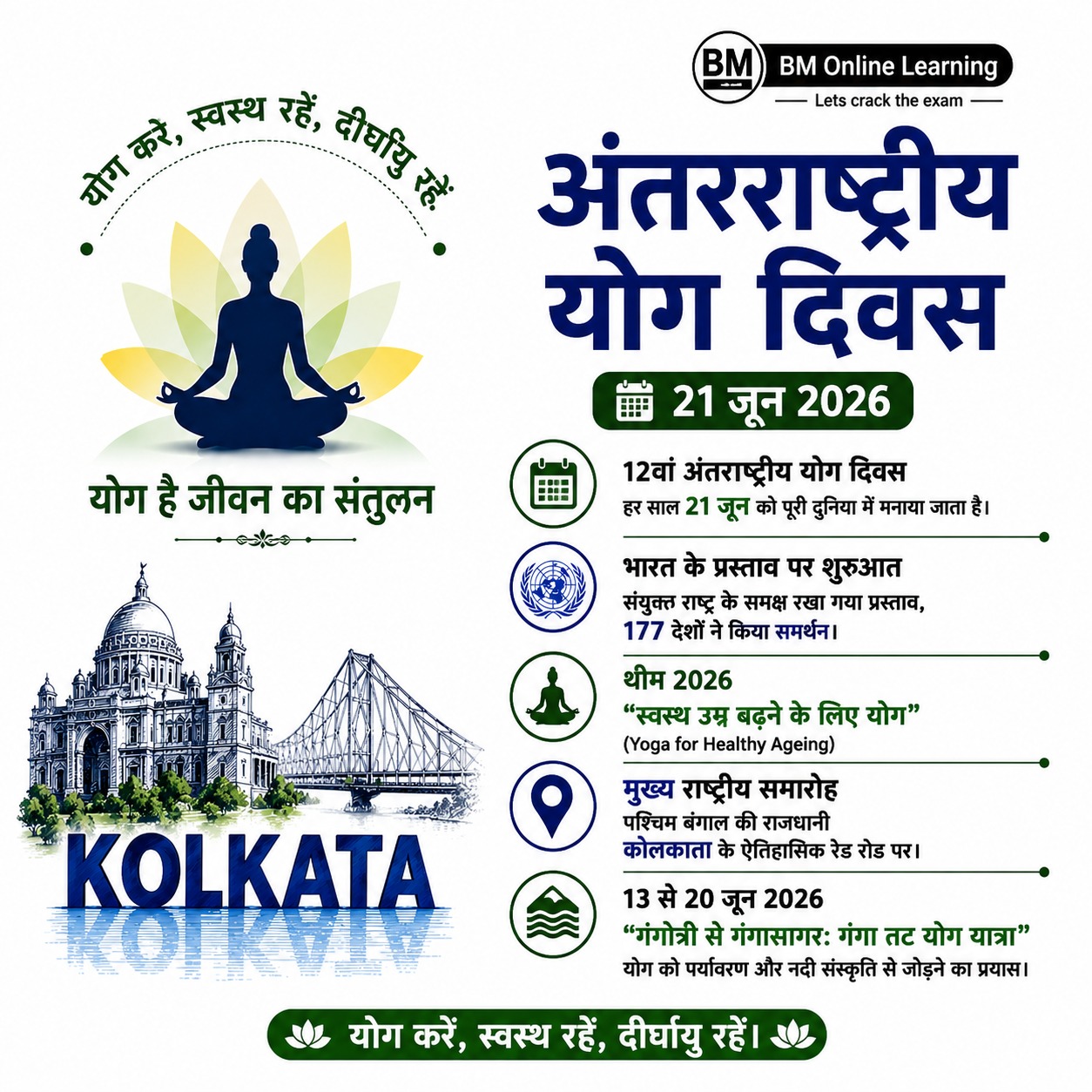 🧘 अंतरराष्ट्रीय योग दिवस 2026 | कोलकाता में मुख्य समारोह