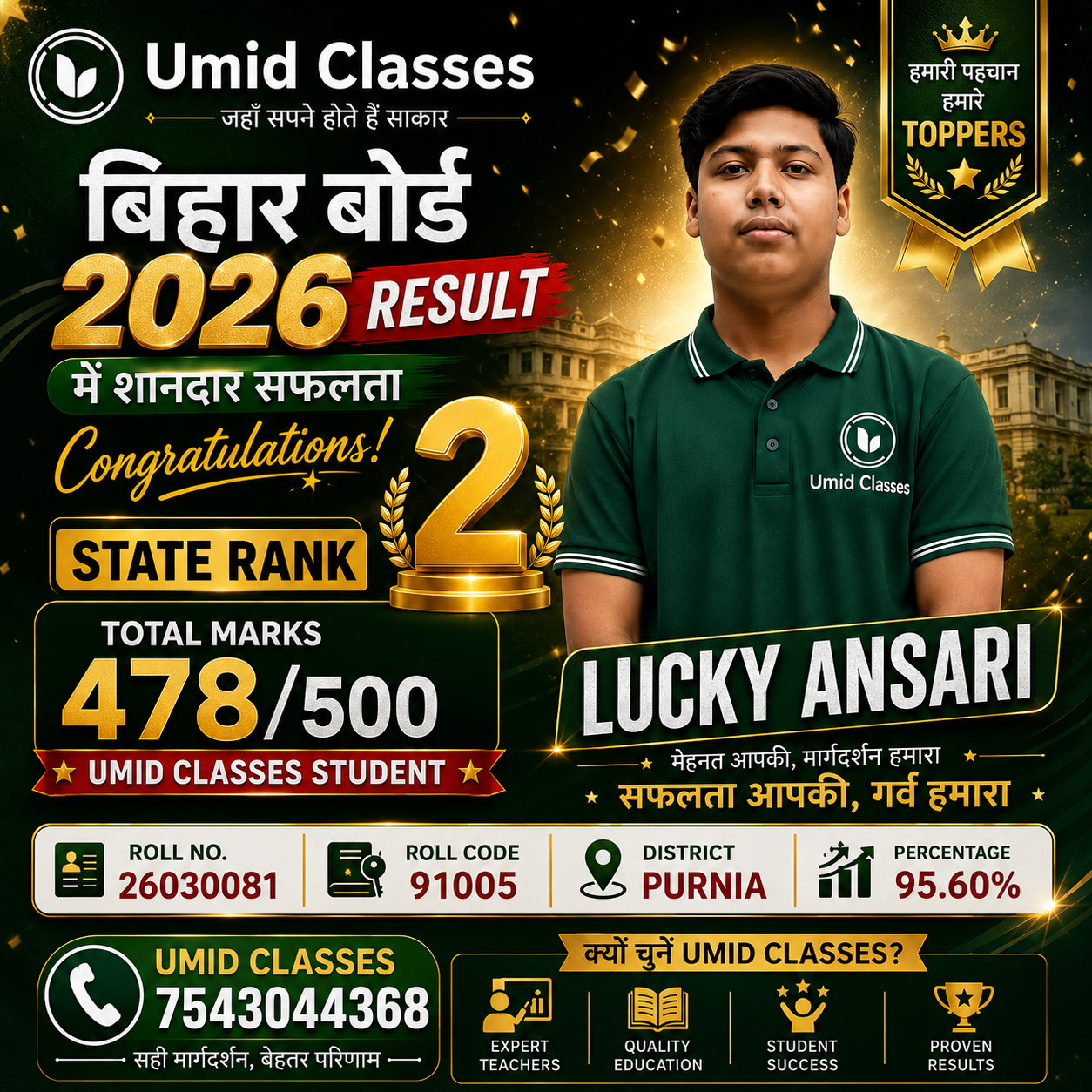 Lucky Ansari | Total marks - 478