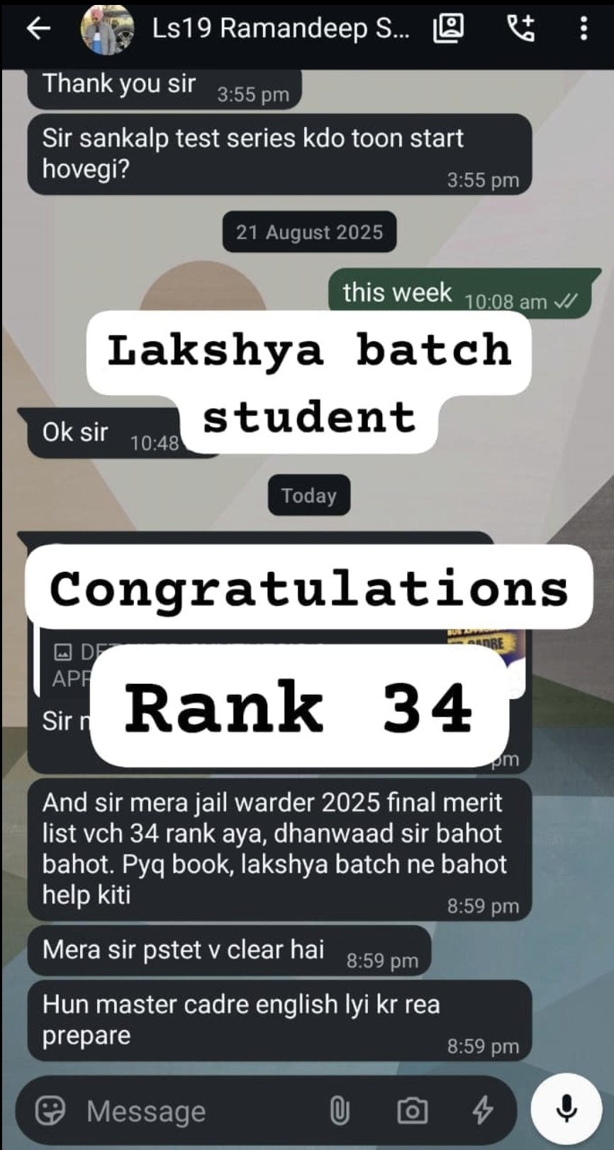CONGRATULATIONS: JAIL WARDER RANK 34