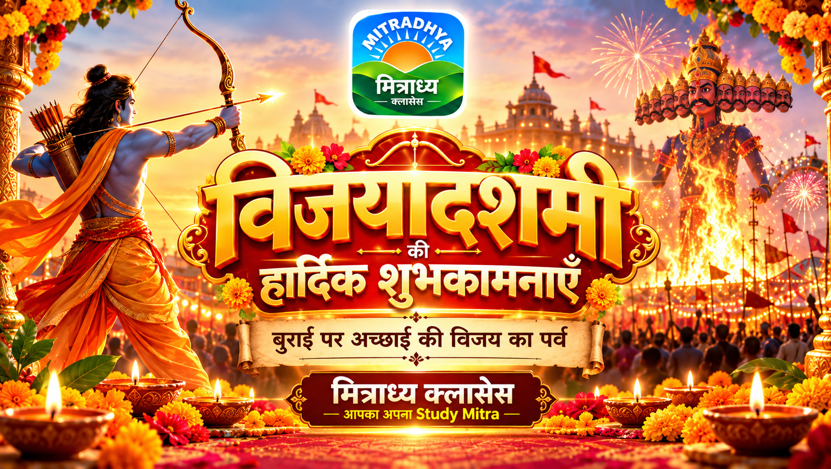 🎉 विजयादशमी की हार्दिक शुभकामनाएँ 🚩 | Mitradhya Classes | बुराई पर अच्छाई की विजय 🏹