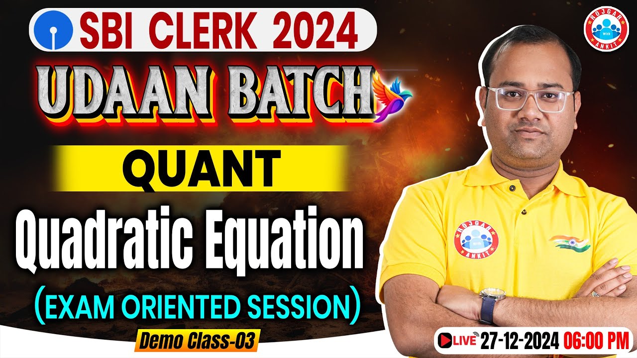Quant By Tarun Sir || Quadratic equation (द्विघात समीकरण) Demo #3