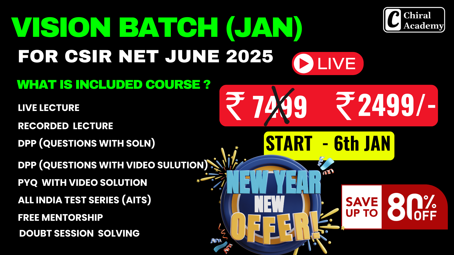 Vision Batch (JAN) For CSIR NET JUNE 2025