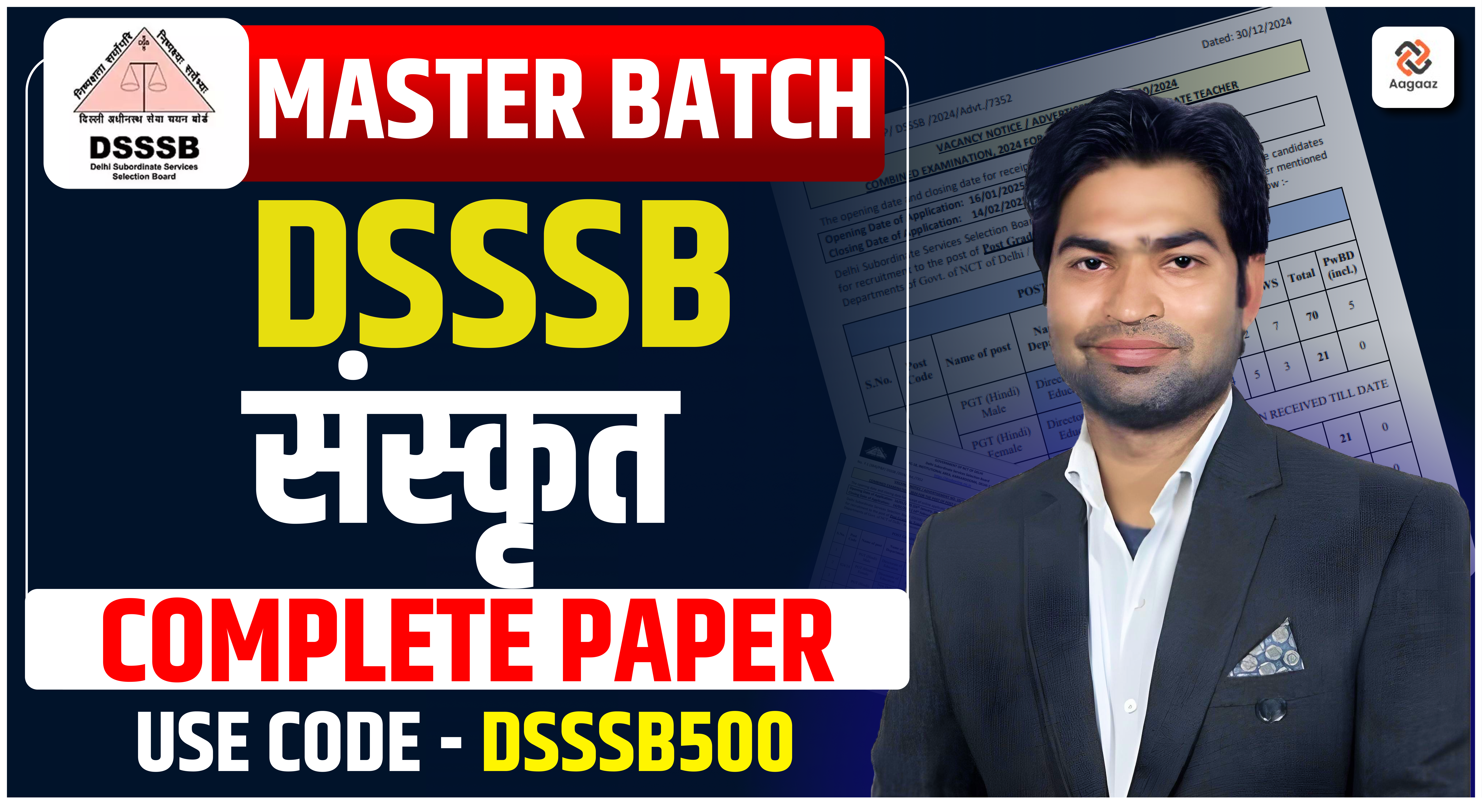 DSSSB TGT PAPER ( GP+ SANSKRIT) SELECTION BATCH