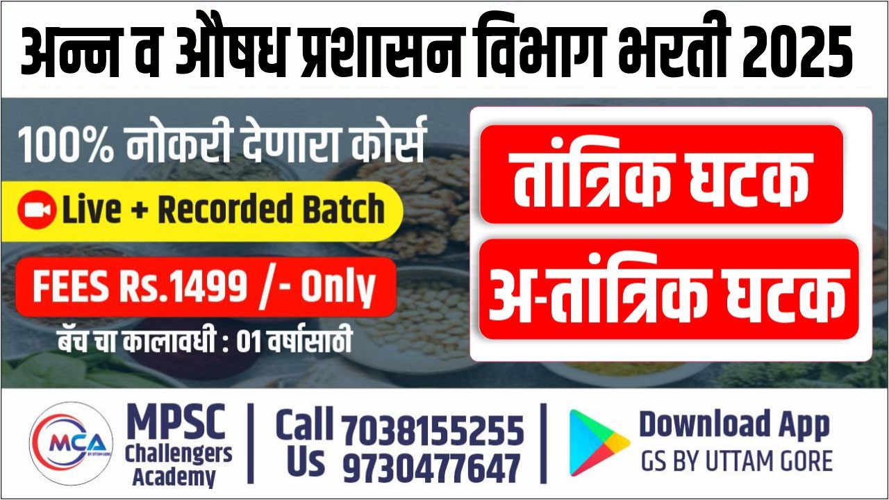 अन्न व औषध प्रशासन विभाग भरती 2026