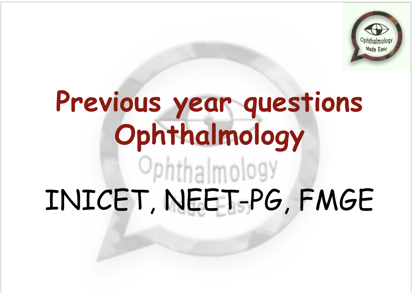 Previous Year Questions (NEET PG/INICET/FMGE)