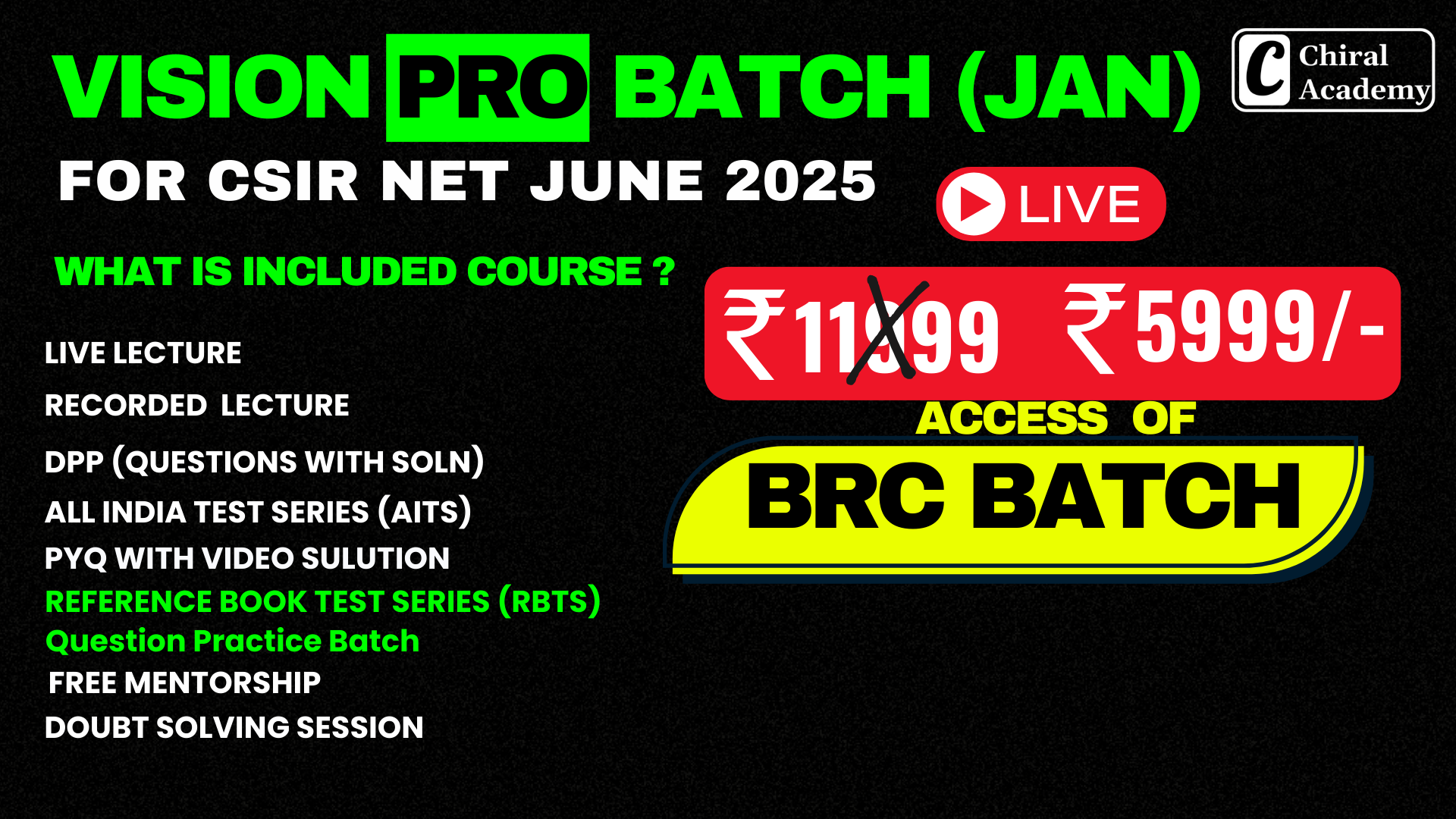  VISION PRO BATCH (JAN) – For CSIR NET June 2025