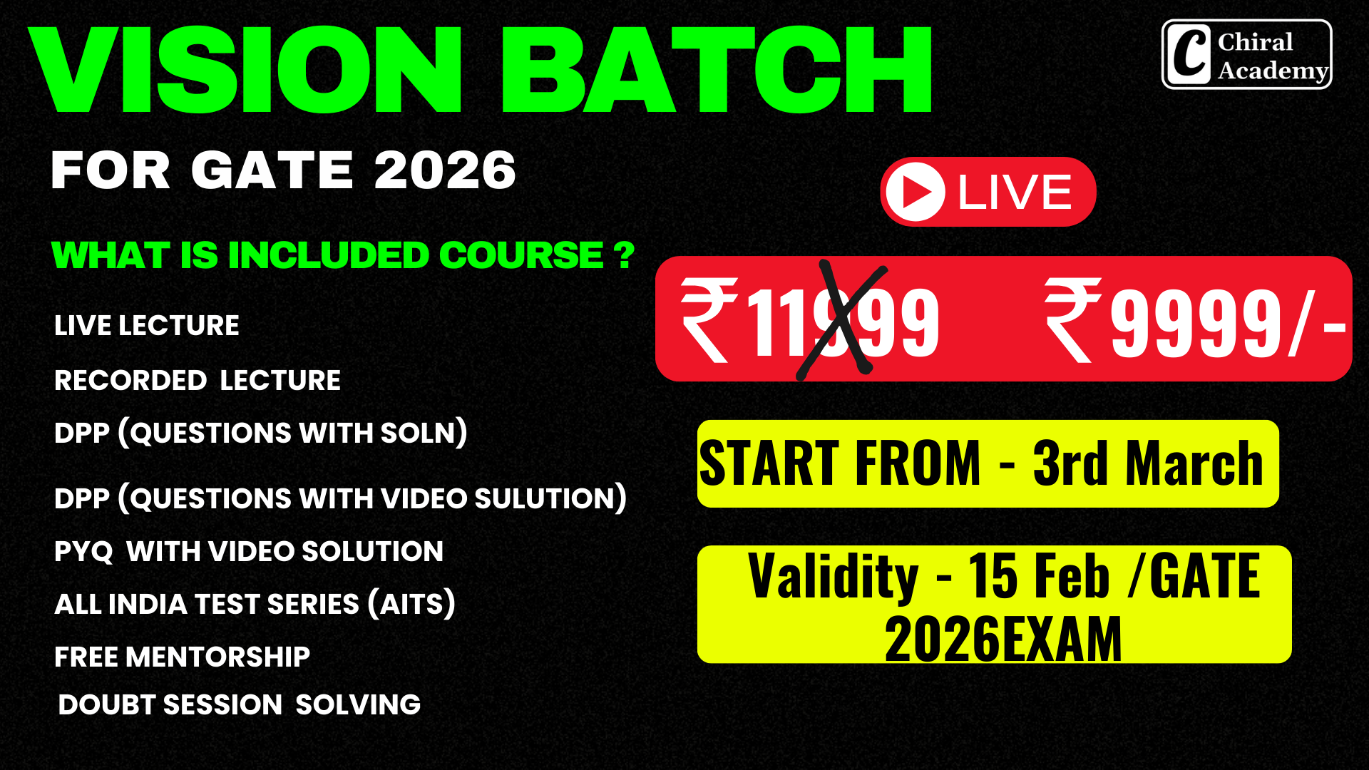 Vision Batch (March) For GATE 2026