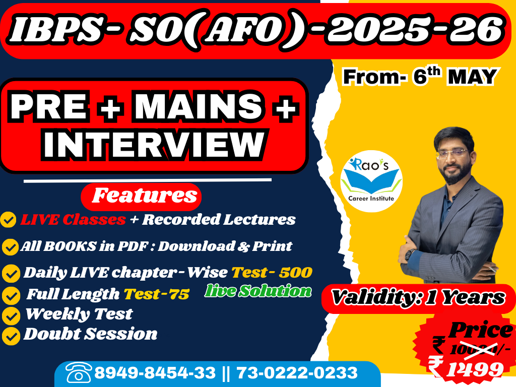 IBPS-AFO LIVE BATCH 2024-25 -ENGLISH MEDIUM (PRE + MAINS + INTERVIEW)  FOUNDATION BATCH 