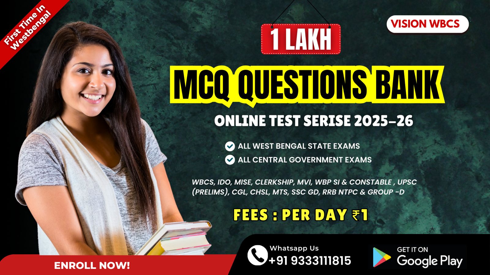 1 Lakh MCQ Questions Bank Online Test Series 2025-2026 for State & Central Govt. Exam 