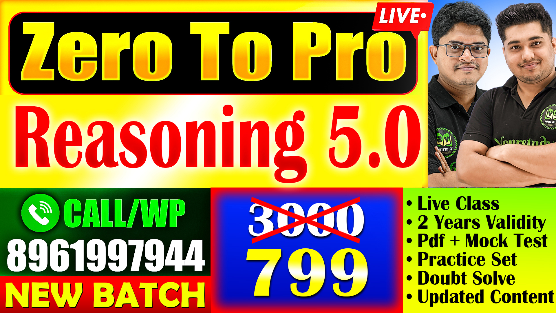 New *Reasoning* 5.0 | ZERO TO PRO LIVE | Complete Reasoning for All Competitive Exams by Koustav Sir & Ritabrata Sir