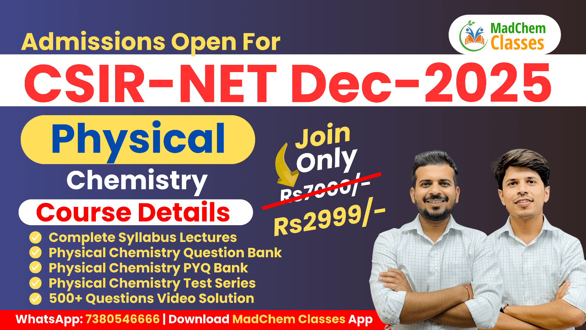 Physical Chemistry for CSIR NET Chemical Science December 2025