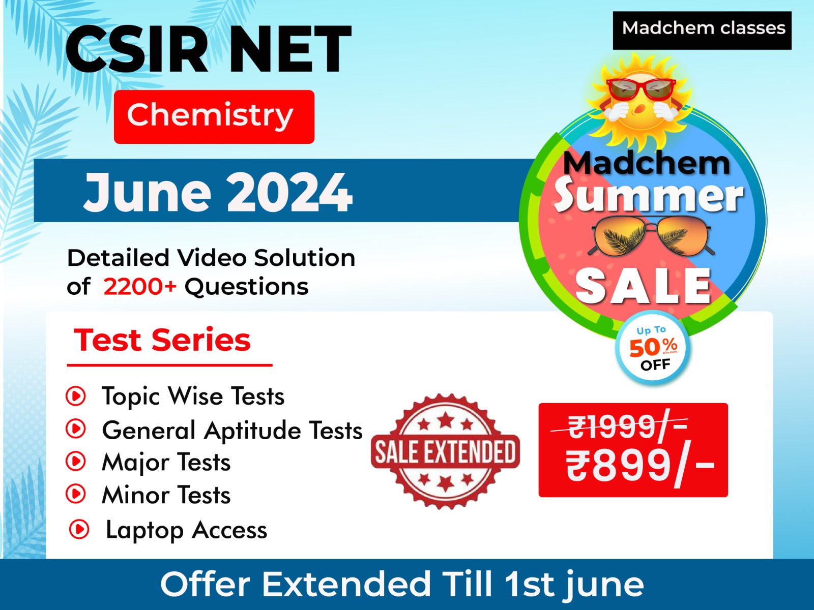 Test Series for CSIR NET June 2024 Chemistry ( Complete Test Series )
