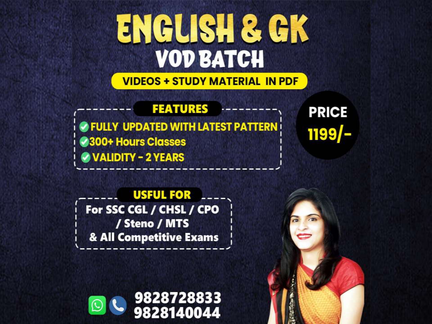 English + GK Special, VOD Batch (PRE+MAINS) for SSC CGL, CHSL, CPO, Steno, GD, MTS, Railway Exams ??