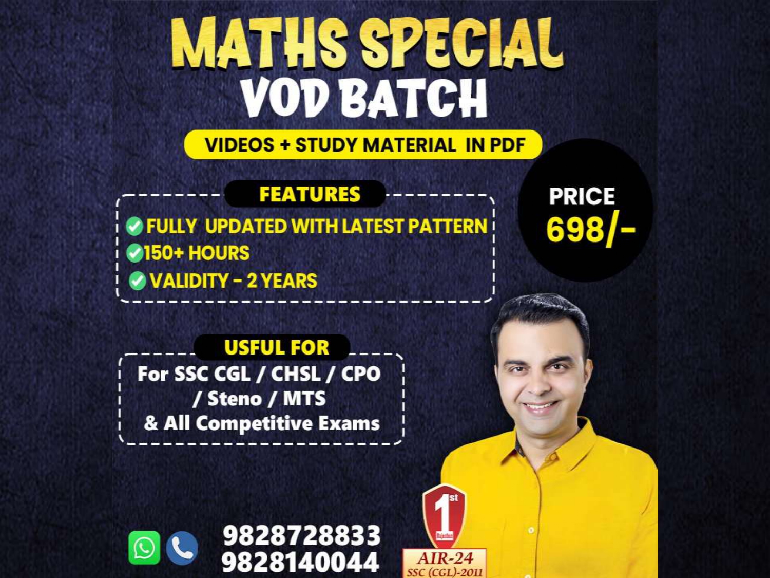Math Special, VOD Batch (PRE+MAINS) for SSC CGL, CHSL, CPO, Steno, GD, MTS, Railway Exams ??