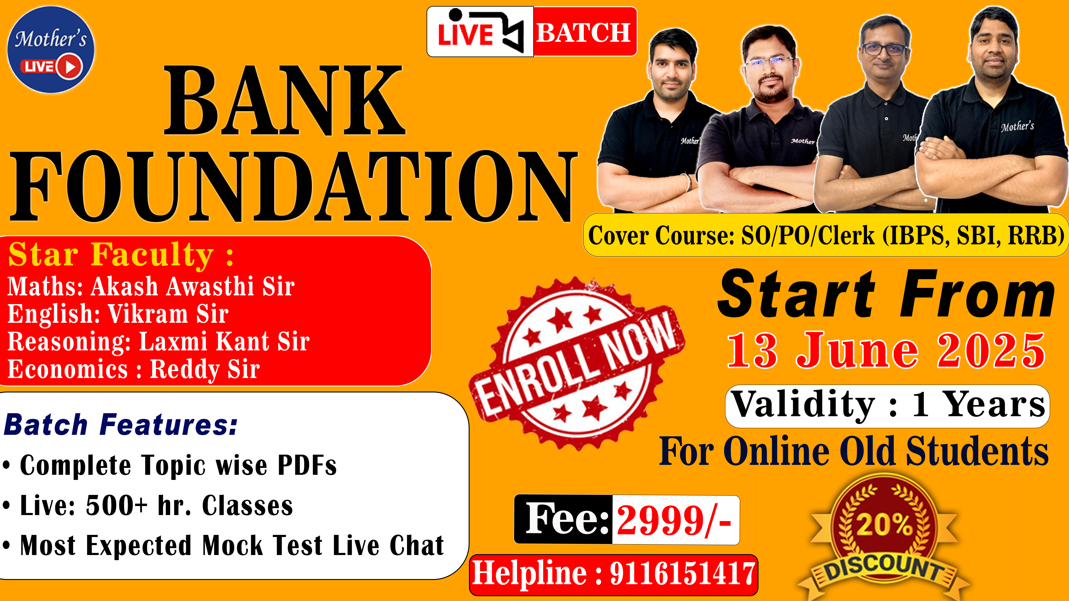 IBPS/RRB/SBI- PO/Clerk Foundation (Live ) for All Bank & Other PSU Exam 13 June 2025