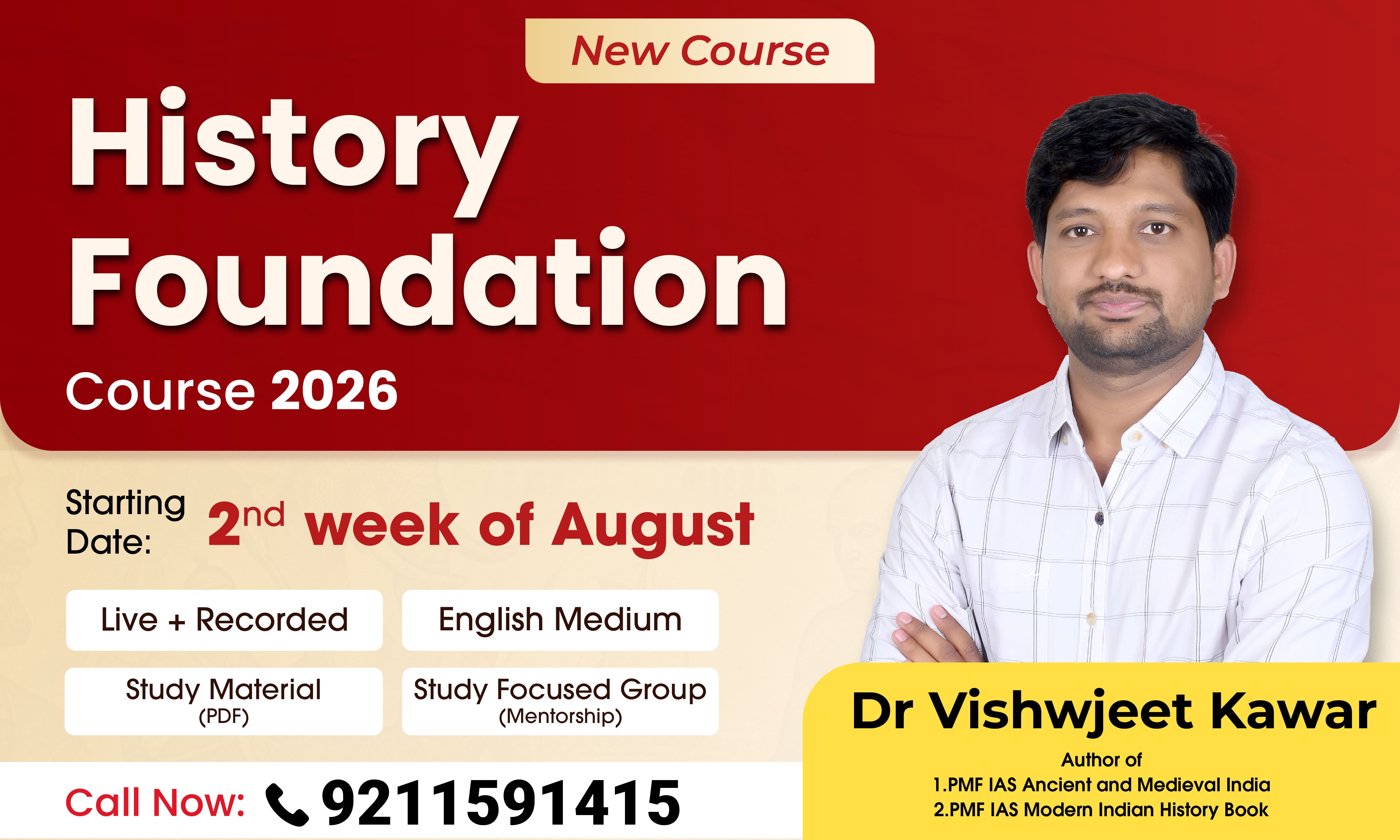 History (GS) Foundation Course + 1 : 1 Mentorship (For UPSC Prelims & Mains 2026)