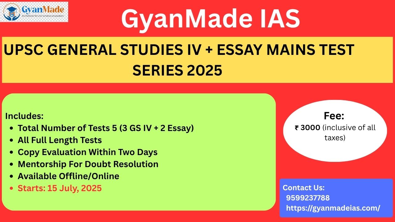 GS IV MAINS TEST SERIES (PARINAM) -2025