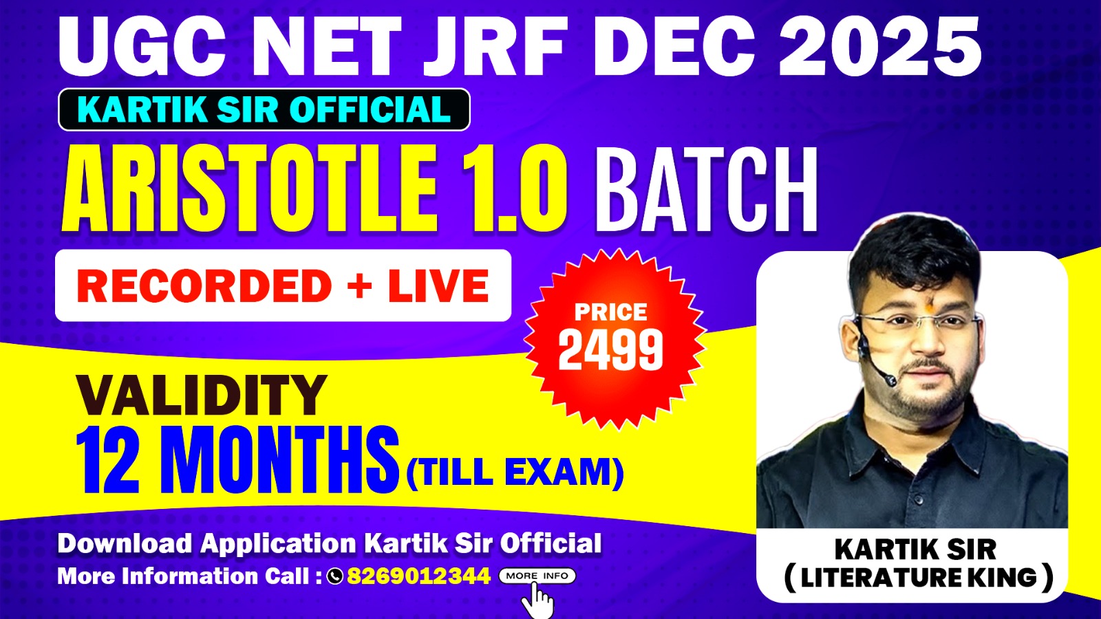 UGC NET JRF English Literature Aristotle 1.0 Batch (Recorded + Live Classes) by Kartik Sir