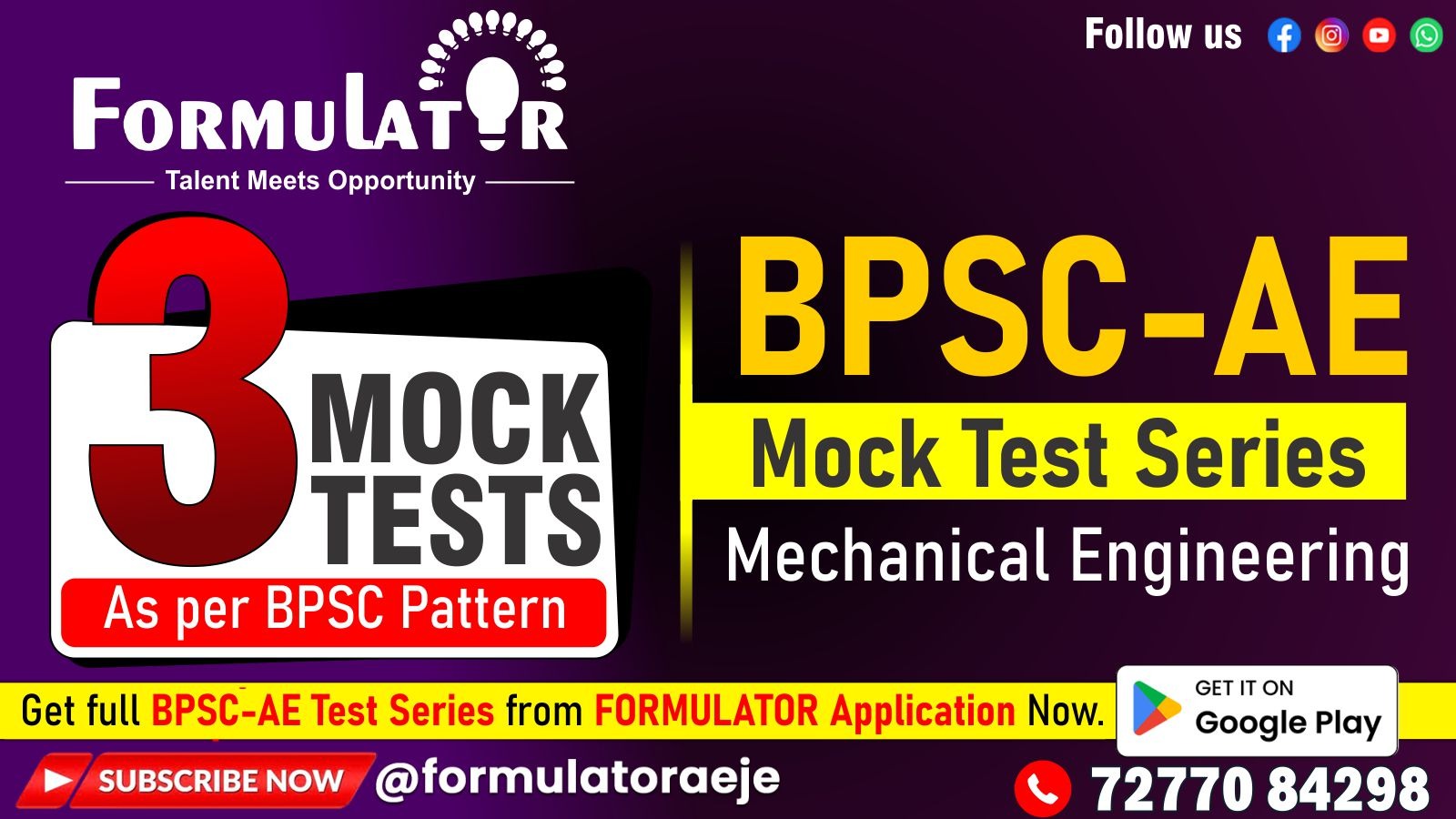 BPSC-AE Mock Test Series Mechanical 2025