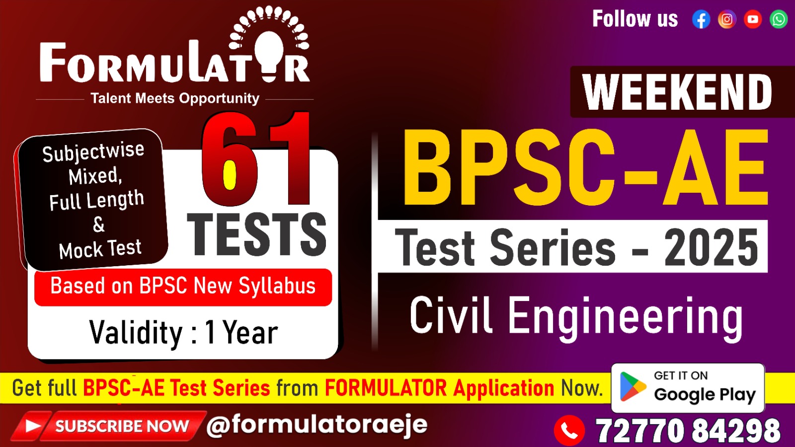 BPSC-AE Civil Subjectwise,Mix,Full Length & Mock (61 Tests)