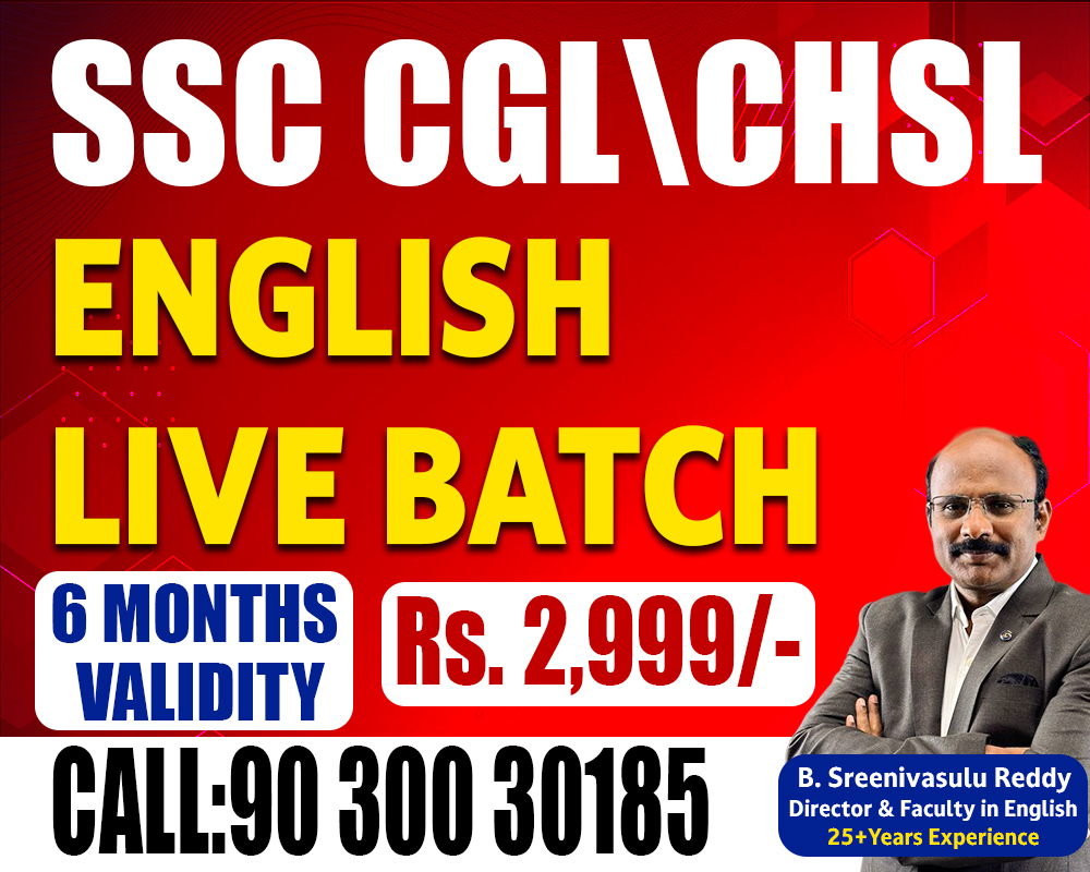 SSC CGL/CHSL ENGLISH LIVE BATCH JUNE - 2025 (6 MONTHS)