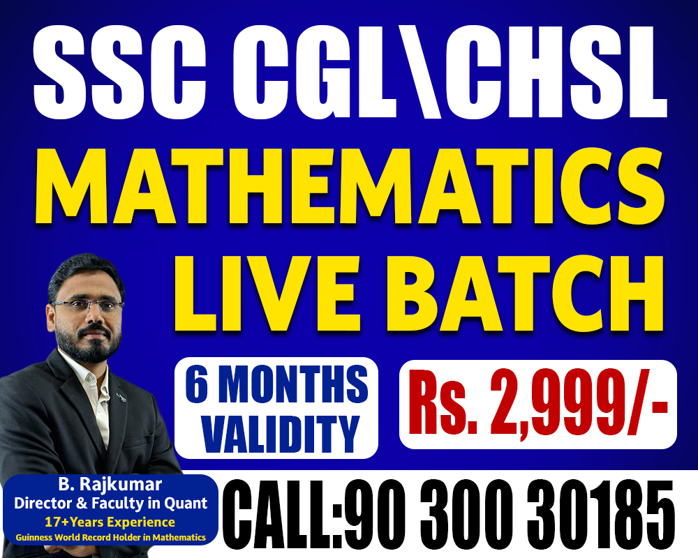 SSC CGL/CHSL MATHS LIVE BATCH JUNE - 2025 (6 MONTHS)